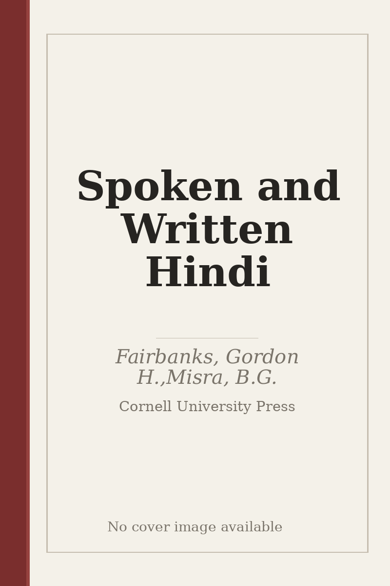 Spoken and Written Hindi - no cover image available