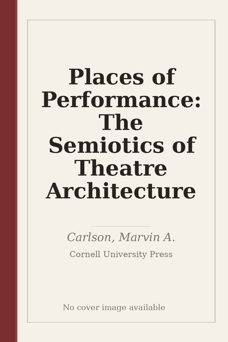 Places of Performance: The Semiotics of Theatre Architecture - no cover image available