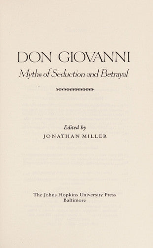 Don Giovanni: Myths Seduction Pb (Parallax: Re-visions of Culture & Society)