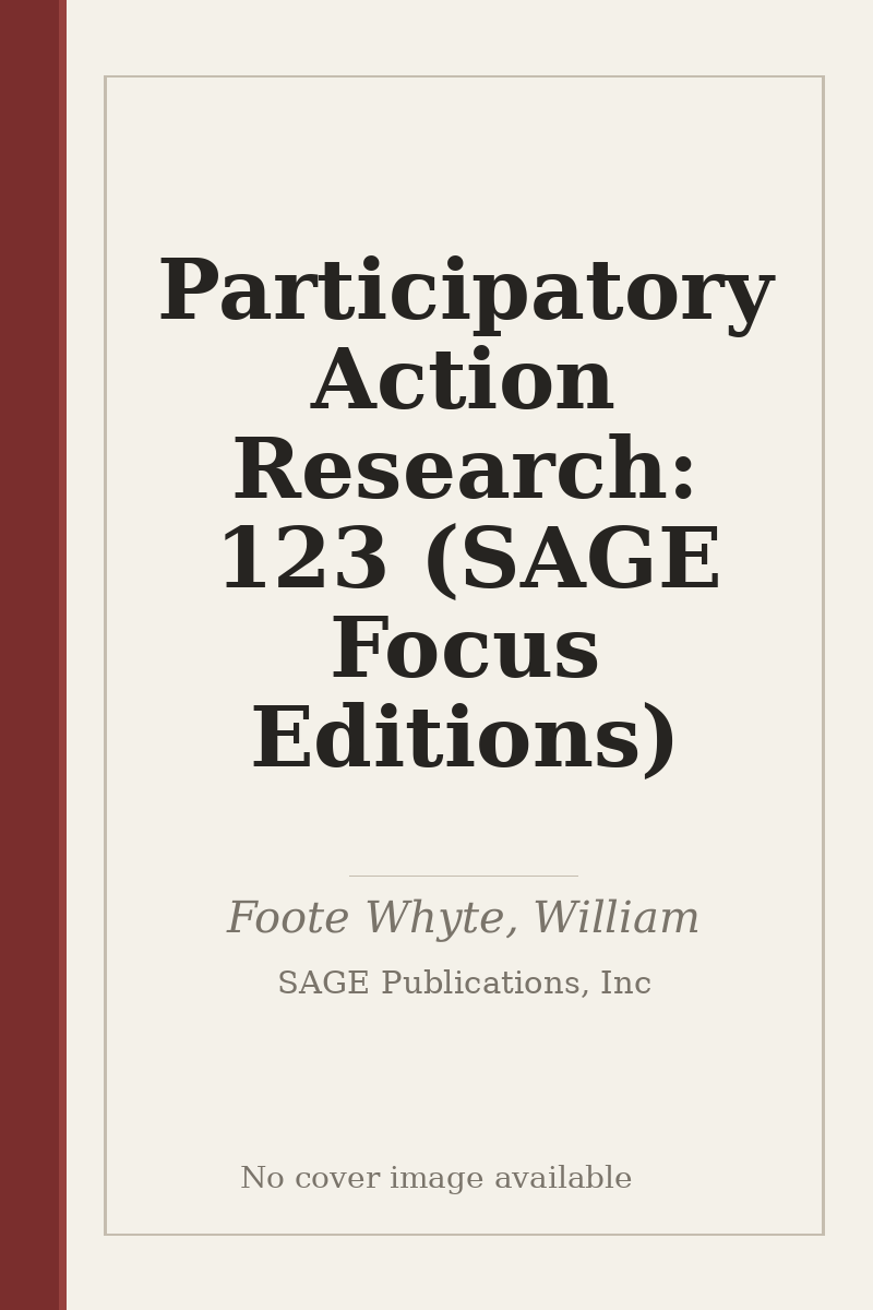 Participatory Action Research: 123 (SAGE Focus Editions) - no cover image available