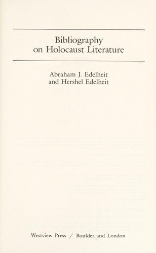 Bibliography On Holocaust Literature