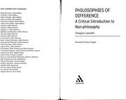 Philosophies of Difference: A Critical Introduction to Non-philosophy