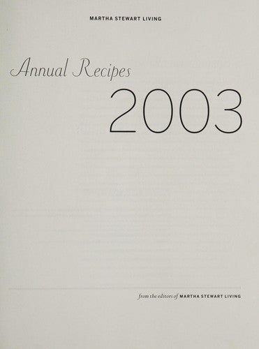 Martha Stewart Living Annual Recipes 2003