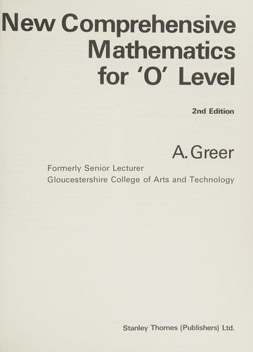 New Comprehensive Mathematics for 'O' Level 2nd Edition