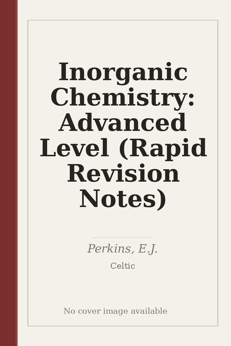 Inorganic Chemistry: Advanced Level (Rapid Revision Notes) - no cover image available