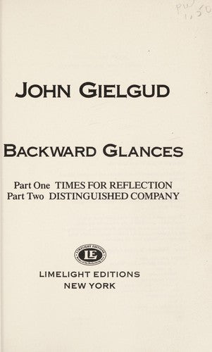 Backward Glances: Times for Reflection, Distinguished Company