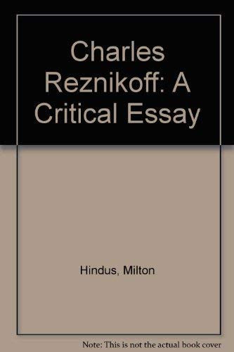 Charles Reznikoff: A Critical Essay