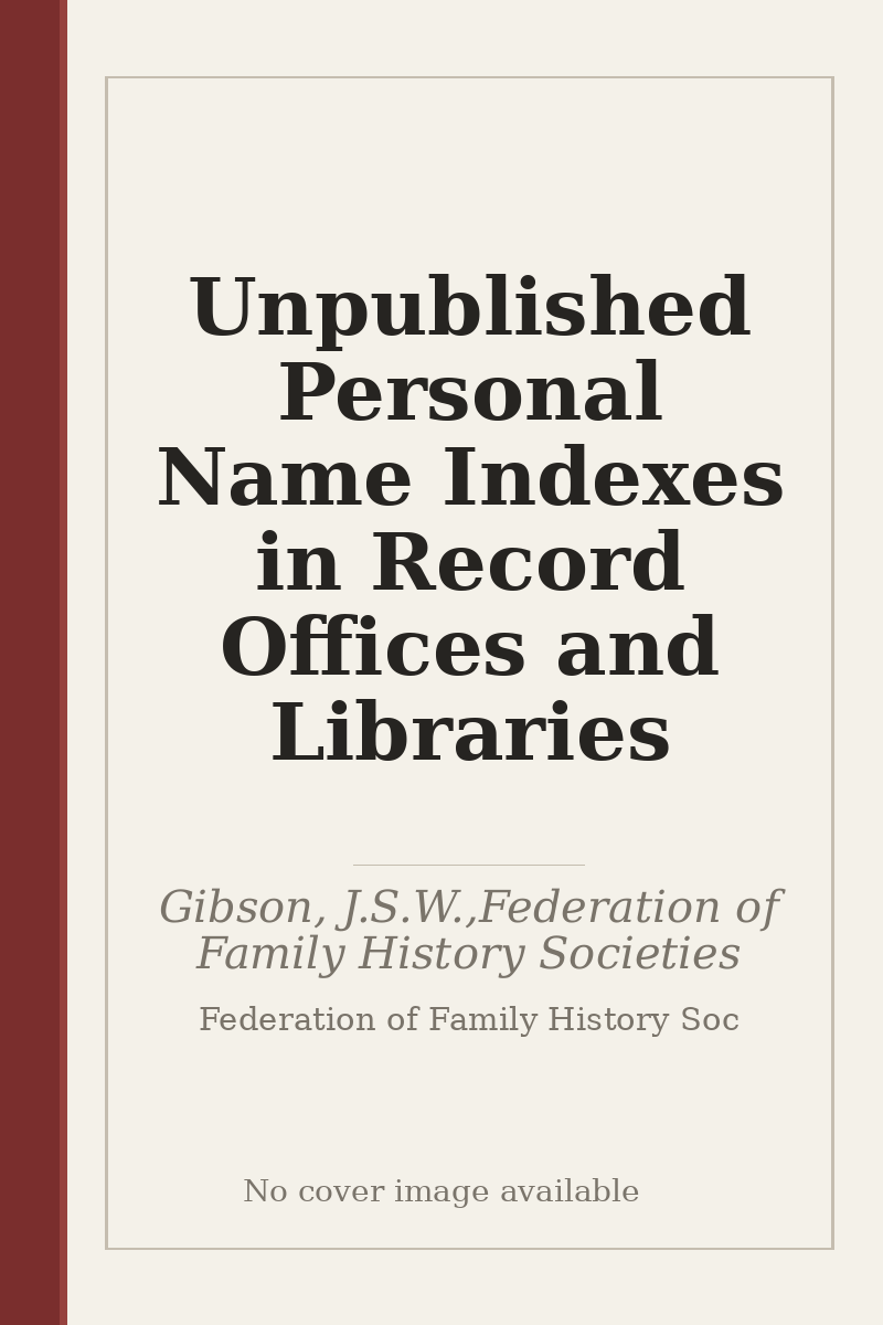 Unpublished Personal Name Indexes in Record Offices and Libraries - no cover image available