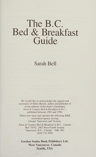 The B C Bed and Breakfast Guide