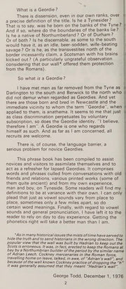 Todd's Geordie Words and Phrases: An Aid to Communication on Tyneside and Thereabouts (A Frank Graham publication)