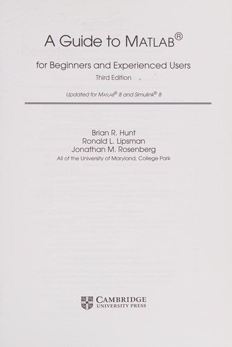A Guide to MATLAB: For Beginners and Experienced Users