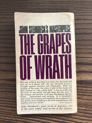 The Grapes Of Wrath John Steinbeck 1966 Bantam Books Paperback