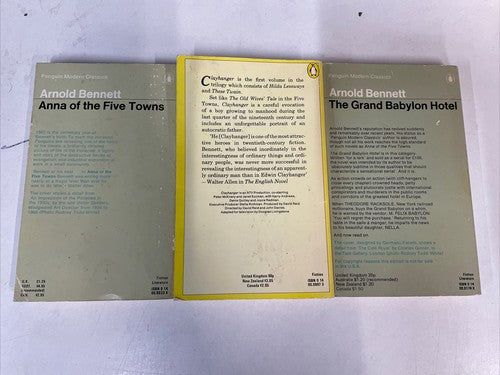 3x Arnold Bennett Penguin Classics Vintage Book Bundle Set