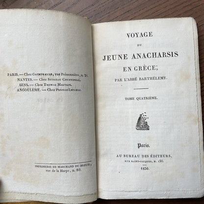 Voyage du jeune Anacharsis en Grece, Tome Quatrieme, 1830 RARE