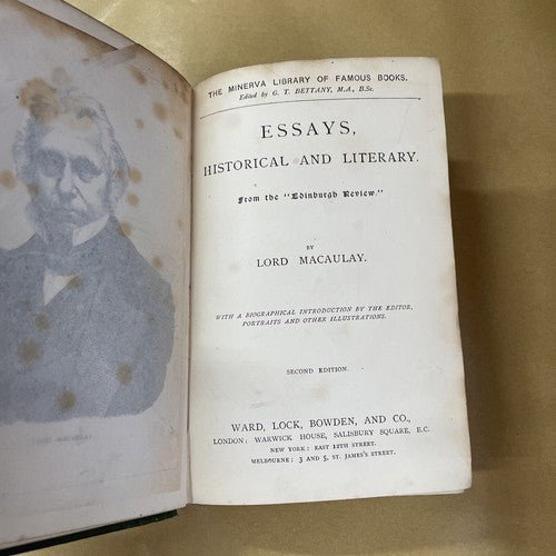 Essays Historical and Literary from the Edinburgh Review Lord Macauley