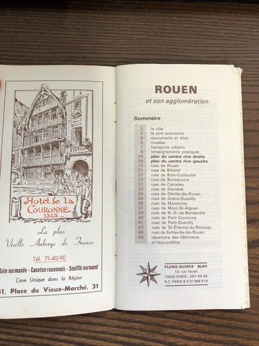 Rouen: Town Plan/Map Agglomeration (Plan Guide Blay) 1982