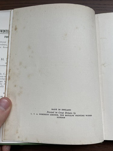 Winter-Flowering Plants - C. H. Middleton, N. D. H.  - 1937  Hardback / Good 