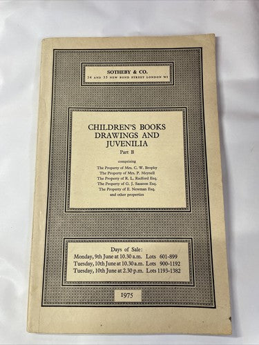 Sotheby's Catalogue children's books drawings & juvenilia - 1975