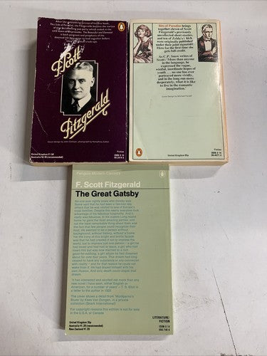 3x F Scott Fitzgerald Penguin Classics Vintage Book Bundle Set