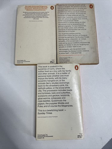3x Gerald Durrell Penguin Orange Vintage Book Bundle