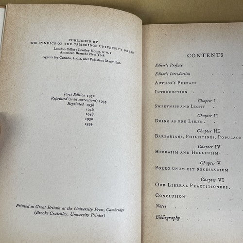 Culture and Anarchy (Matthew Arnold - Cambridge University Press, 1954)