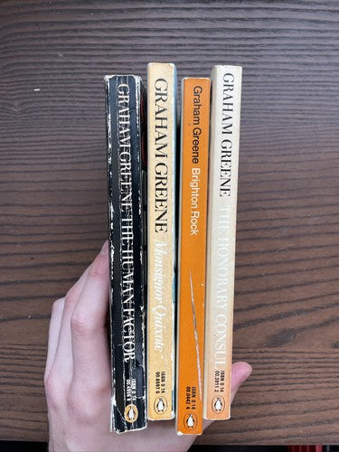 4x Graham Greene Penguin Classics ORANGE Vintage Book Bundle Set
