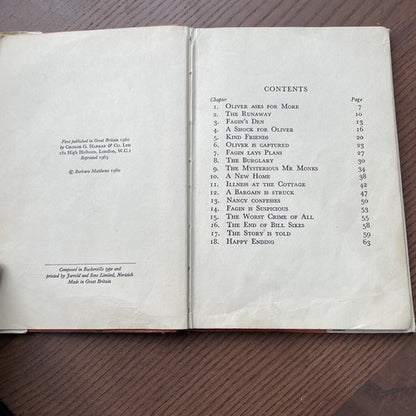 The Children's Oliver Twist, Barbara Matthews - 1963 Harrap & Co, w DustJacket