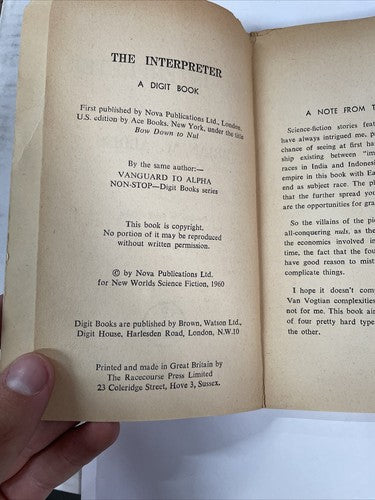 The Interpreter by Brian W Aldiss, 1960 PB