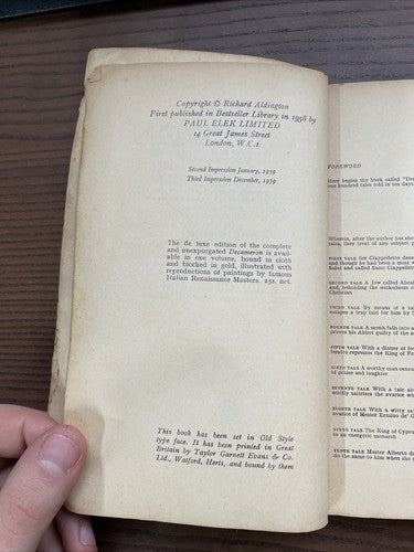 The Decameron Vol. I (Trans. Richard Aldington - 1959) 