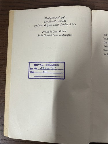 The Philosophy of Existence by Gabriel Marcel, Harvill Press, 1948, 1st, P/B
