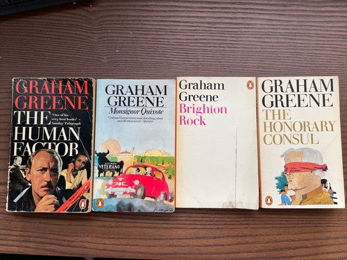 4x Graham Greene Penguin Classics ORANGE Vintage Book Bundle Set