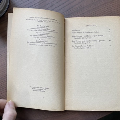 Three European Plays: Anouilh, Betti & Sartre - Penguin Plays 1st edition 1958