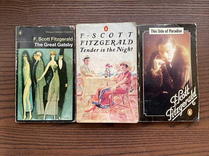 3x F Scott Fitzgerald Penguin Classics ORANGE Vintage Book Bundle Set