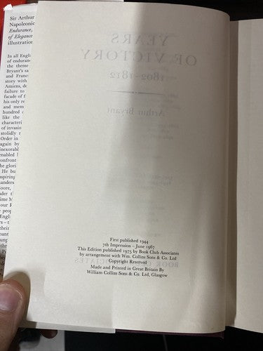 Years Of Victory 1802 - 1812(Hardback Book)Arthur Bryant-Book Club A-VG
