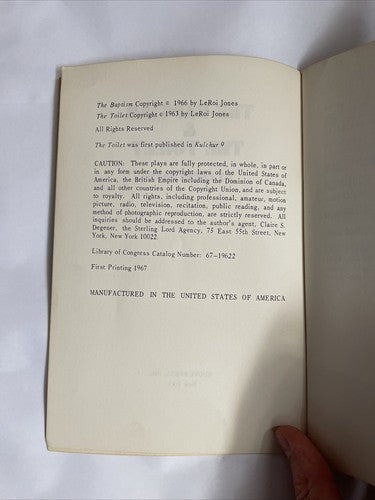 LeRoi Jones The Baptism & The Toilet (1967) Evergreen #10 First Edition 