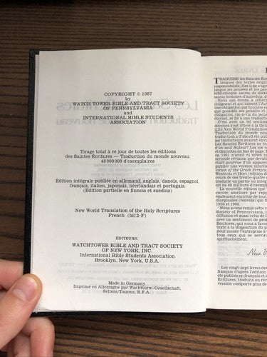LES SAINTES ECRITURES : TRADUCTION DU MONDE NOUVEAU (1987)