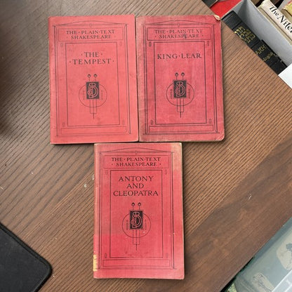 3x Plain Text Shakespeare: King Lear, The Tempest, Anthony And Cleopatra - 1930s