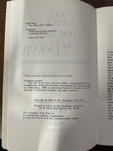 			You cannot hold back the Dawn, John C. Dowd, St. Paul Editions, 1974		