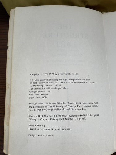 The Structure of Art by Jack Burnham, 1973 (Good condition)