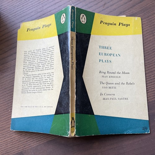 Three European Plays: Anouilh, Betti & Sartre - Penguin Plays 1st edition 1958