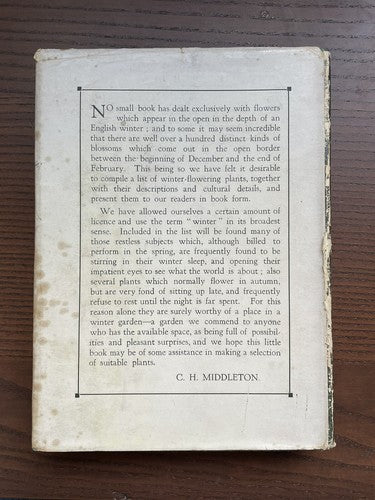 Winter-Flowering Plants - C. H. Middleton, N. D. H.  - 1937  Hardback / Good 