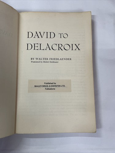 Walter Friedlaender - David To Delacroix, 1971