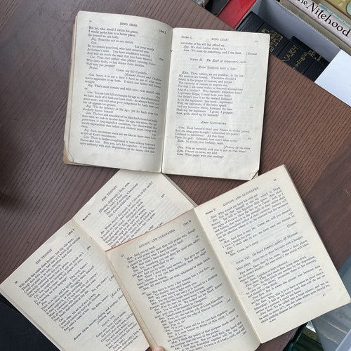 3x Plain Text Shakespeare: King Lear, The Tempest, Anthony And Cleopatra - 1930s