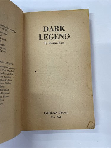 Dark Legend - Marilyn Ross 1970