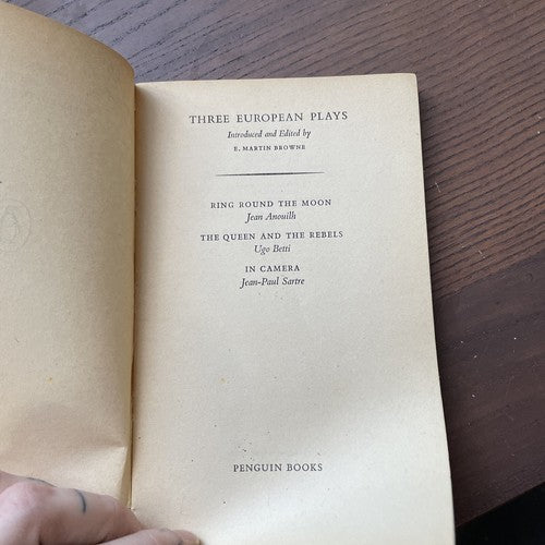 Three European Plays: Anouilh, Betti & Sartre - Penguin Plays 1st edition 1958