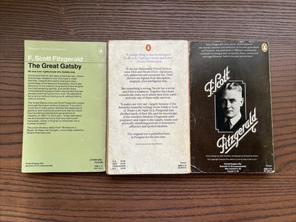 3x F Scott Fitzgerald Penguin Classics ORANGE Vintage Book Bundle Set