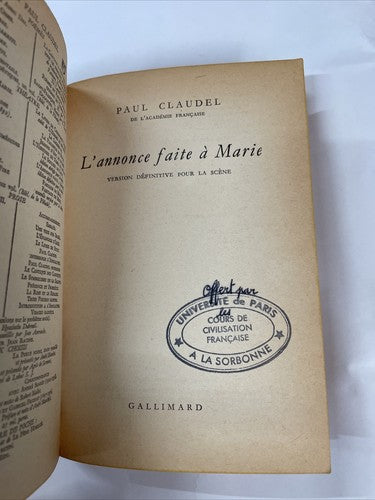 Paul Claudel - L'annonce Faite A Marie, 1966 (Gallimard)