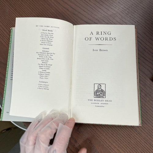 A Ring of Words, Ivor Brown - 1967, Ex Libris