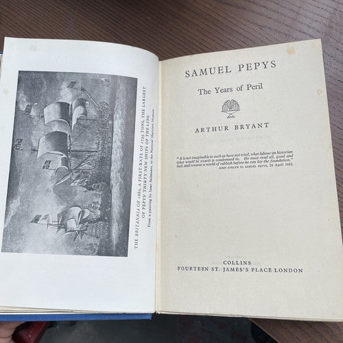 Samuel Pepys : The Years of Peril - by Arthur Bryant - Hardback  Book 1948 