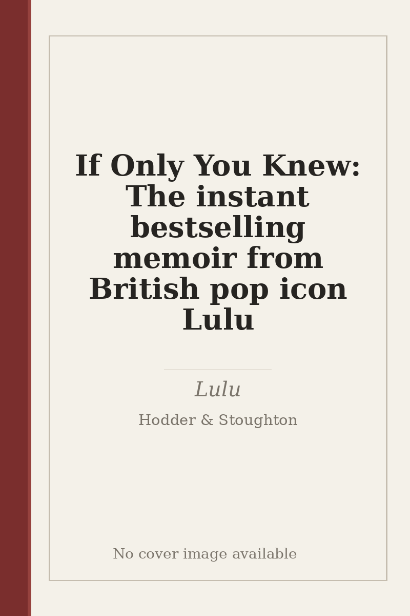 If Only You Knew: The instant bestselling memoir from British pop icon Lulu - no cover image available